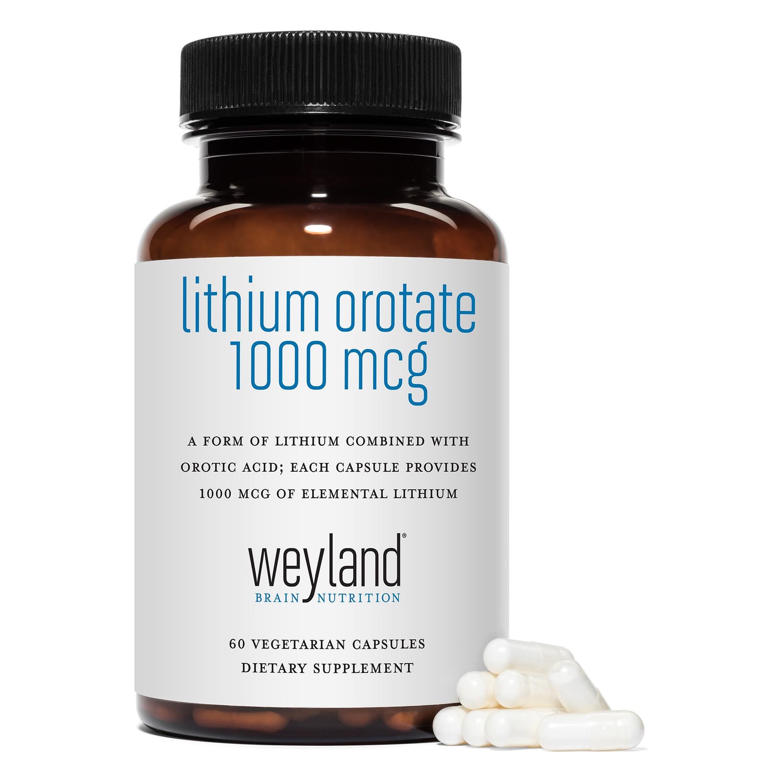 Lithium Orotate 1000 mcg, 60 Vegetarian Capsules