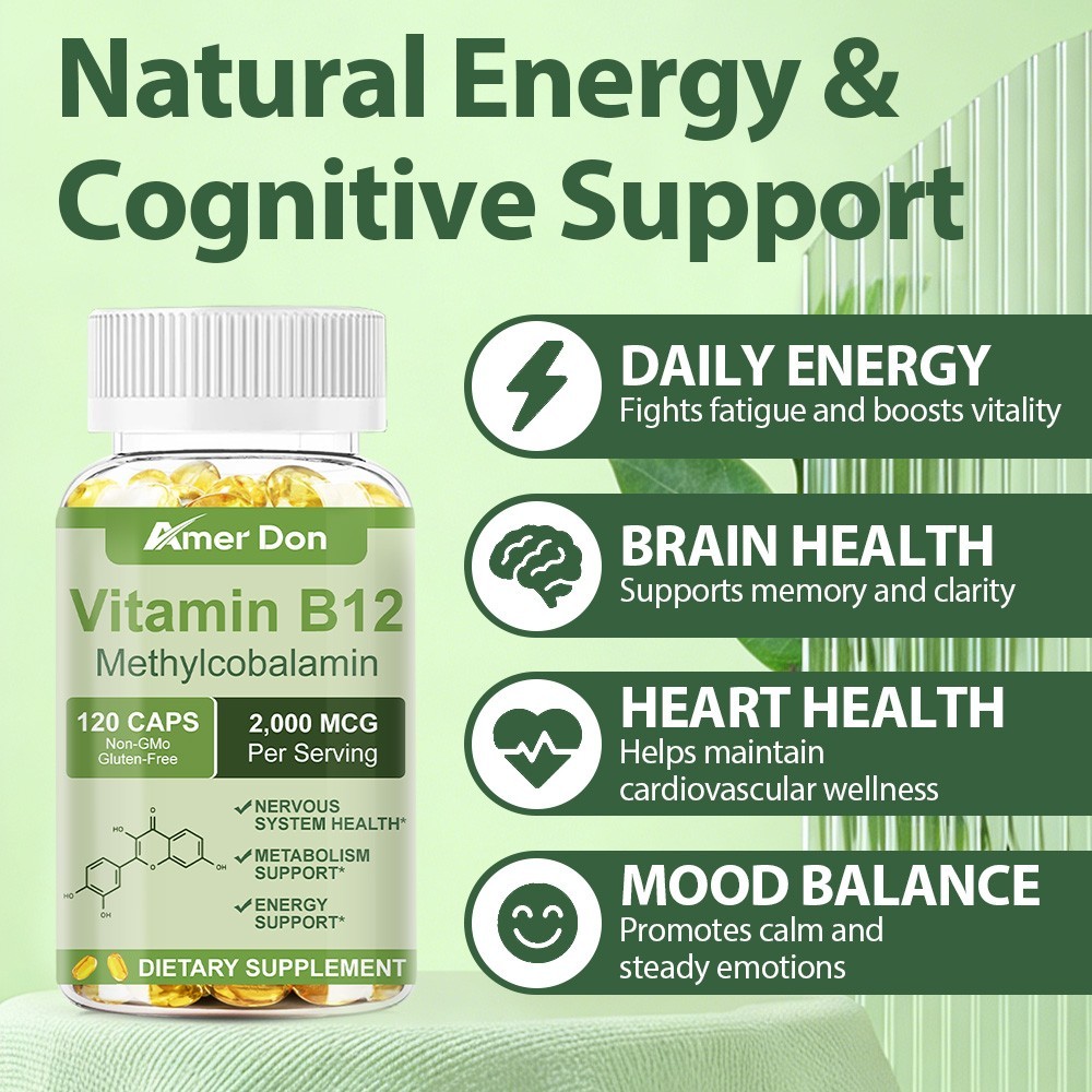 Amer Don Vitamin B12 (Methylcobalamin) 2000mcg, 120 Capsules – Vegetarian Caps