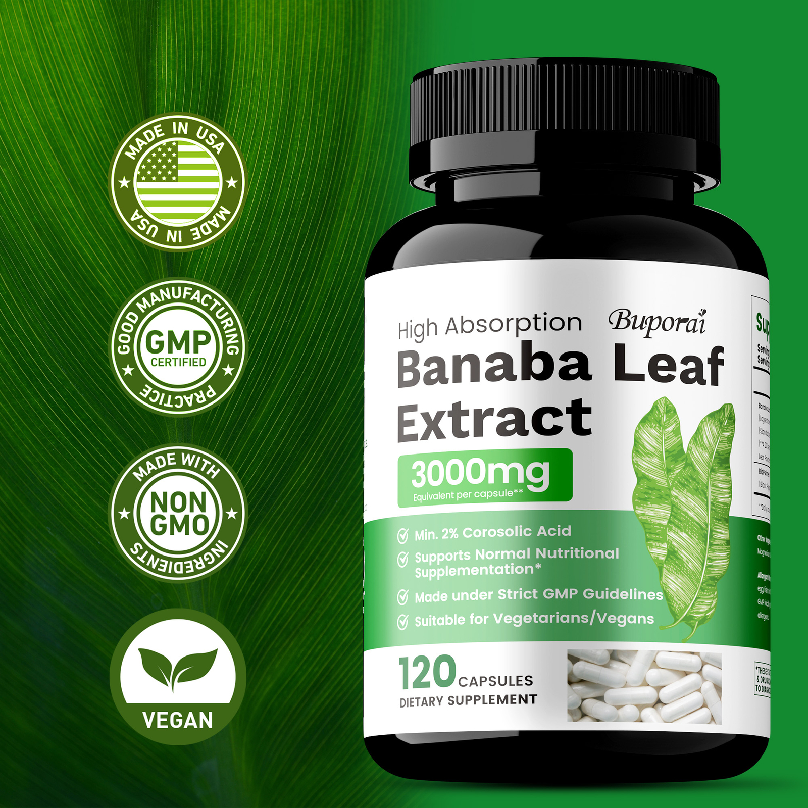 Banaba Leaf Extract 3000mg – Heart, Blood Sugar Health,Antioxidants,Weight Loss
