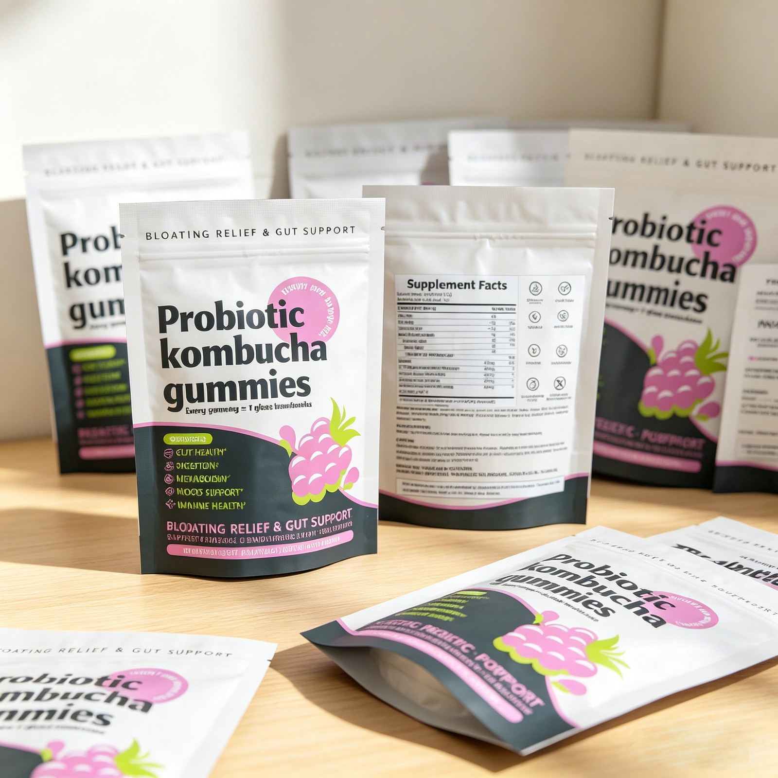 Probiotic Kombucha Gummy – Prebiotics, Probiotics, Postbiotics, Fiber Supplement