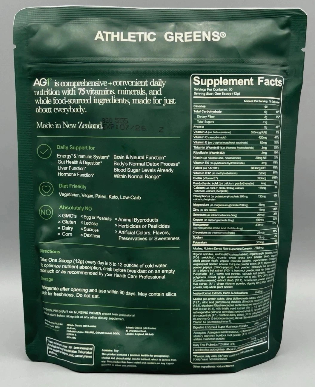 AG1 Greens Powder Refill – 75 Vitamins, Multivitamin & Probiotic Gut Health 2/27