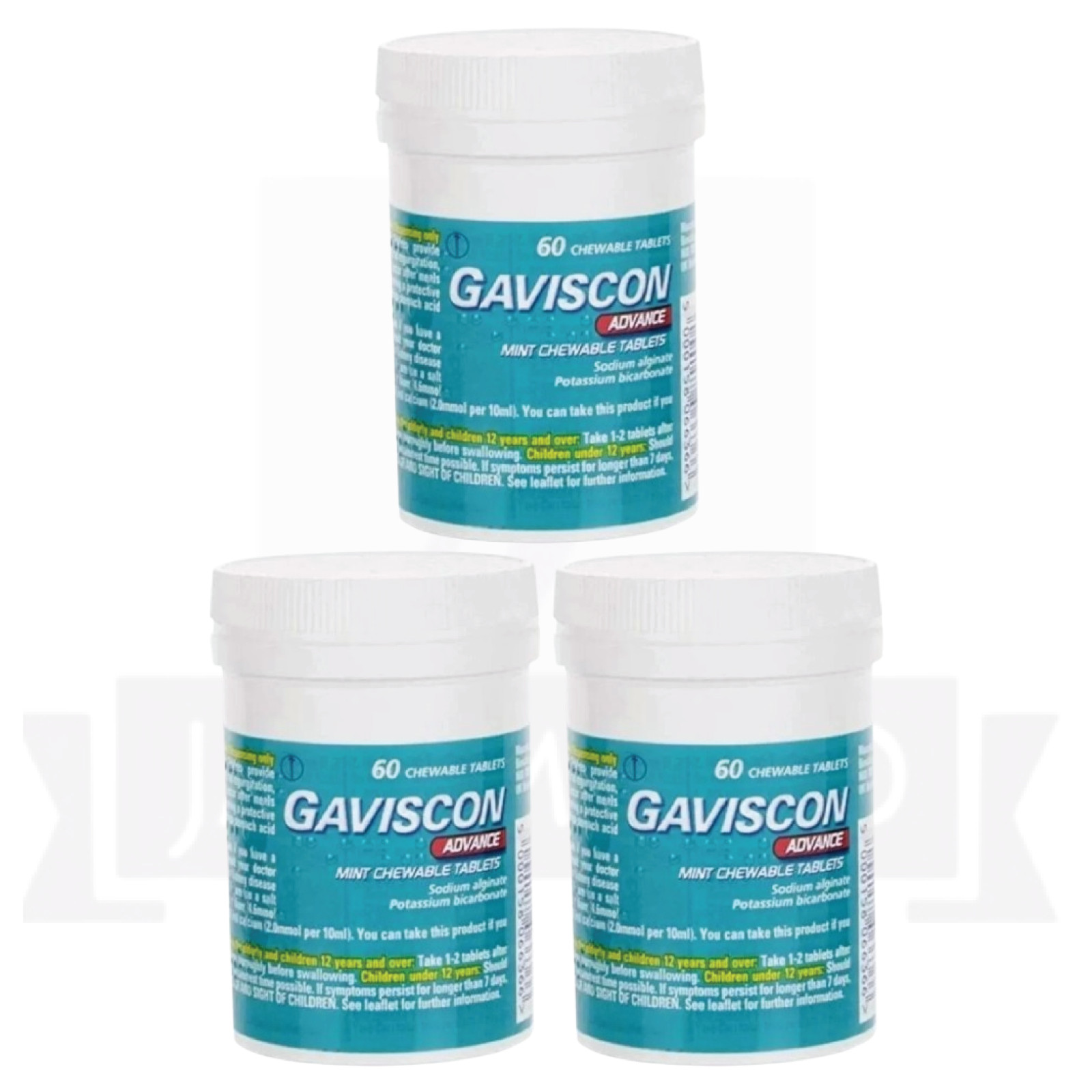 Gavscon Advance Chewable Mint Tablet 60ct PACK OF 3