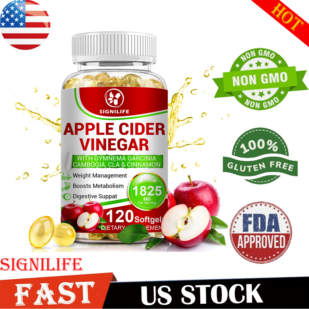 Weight Loss Apple Cider Vinegar w Garcinia Pills ACV & CLA Fat Burner 120 Ct