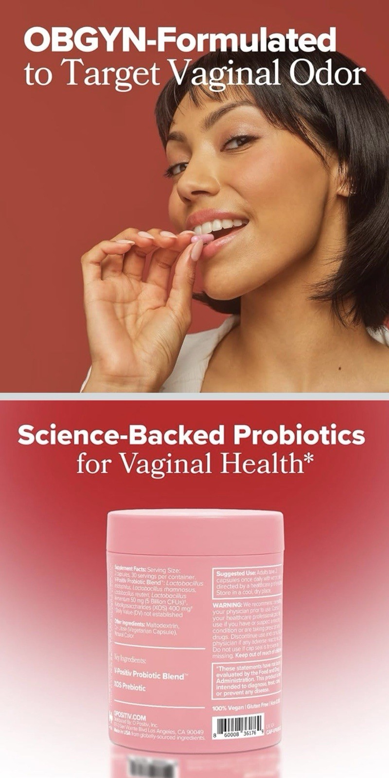 URO Vaginal Probiotic Capsules 60 Count Vegan Women’s Health Supplement