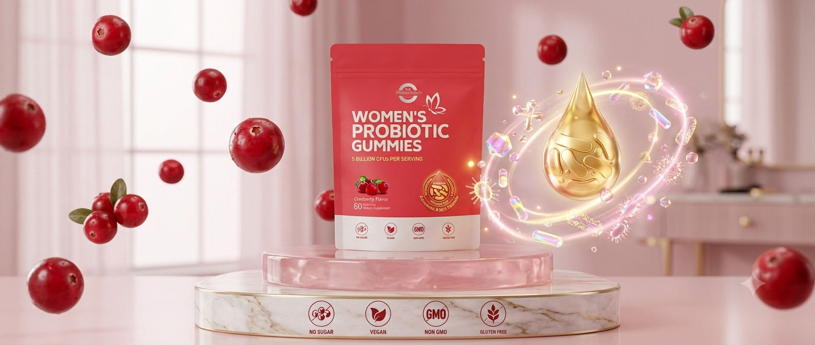 Vaginal Probiotics for Women, Feminine Balance pH Gummies 60ct/1bag