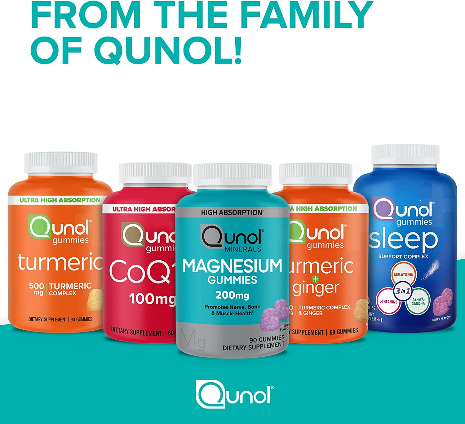 Qunol CoQ10 Gummies 100Mg, Heart Health Supplement, Vegan, Gluten Free, 2×60 Ct