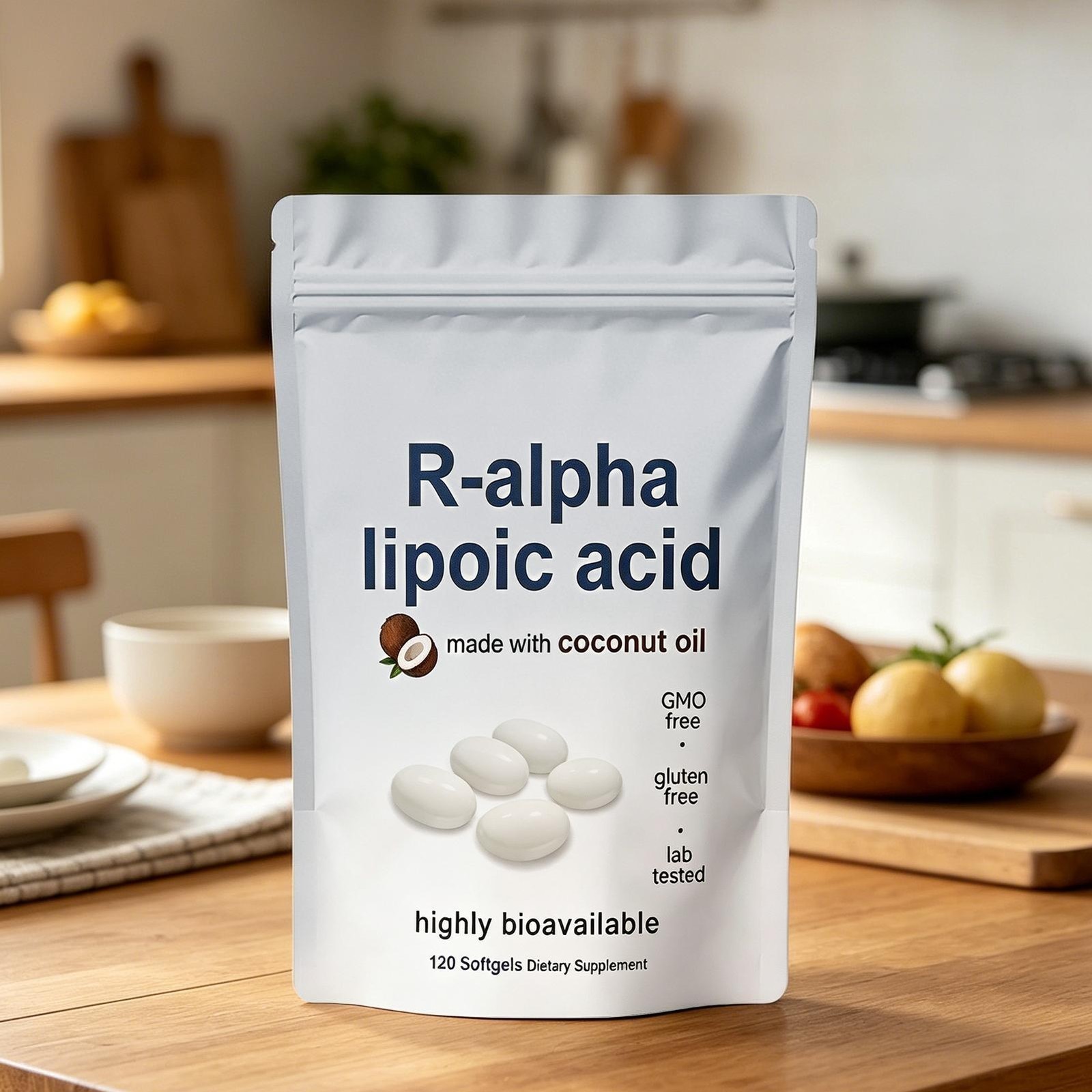 R-alpha Lipoic Acid 600mg With MCT Oil, 120 Softgels, Antioxidant Support