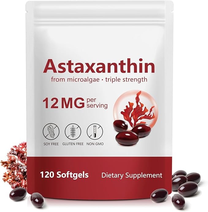 US Tiuedu Astaxanthin 12mg – 120 Softgels Skin Health Enhanced Circulation