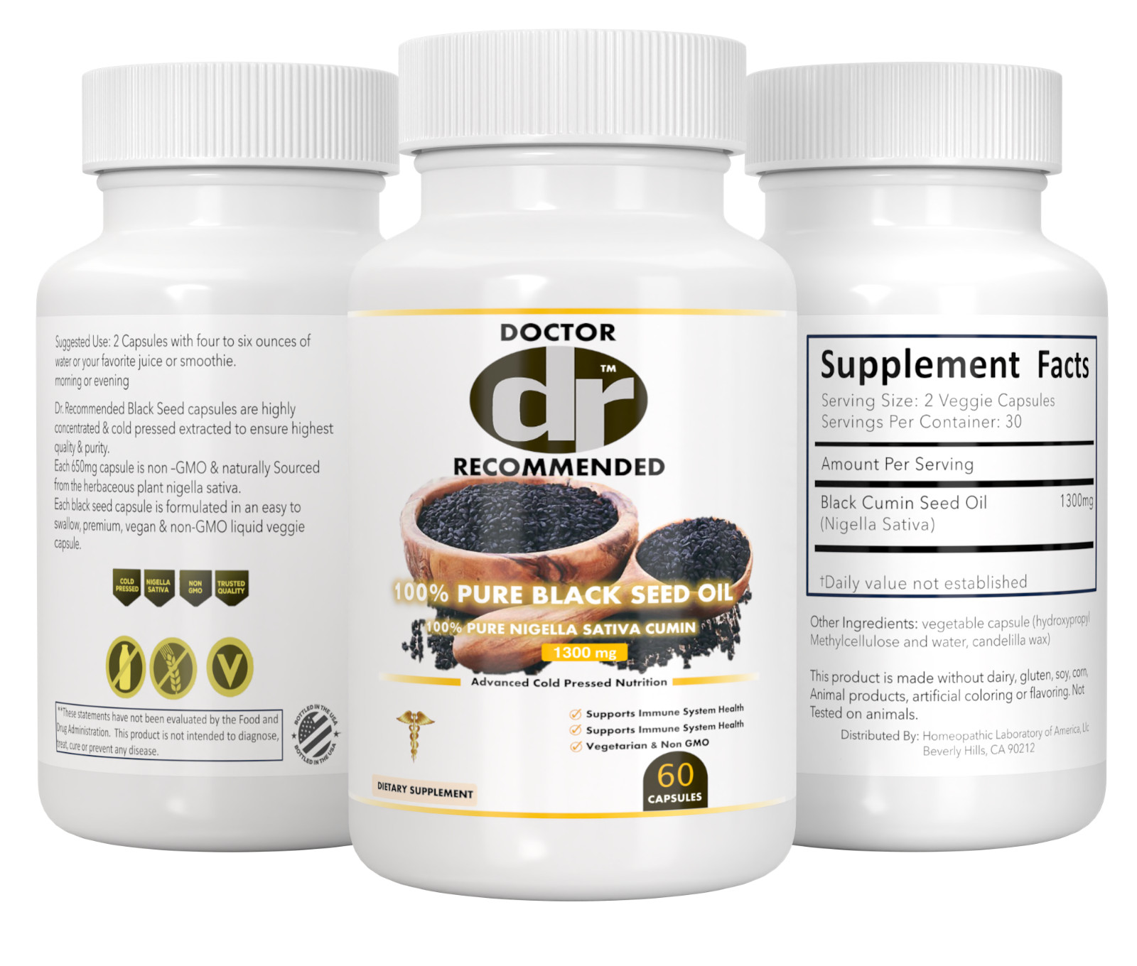 2 Natural Black Seed Oil Capsules 100% Cold Pressed – Immune Support, Detox Aid