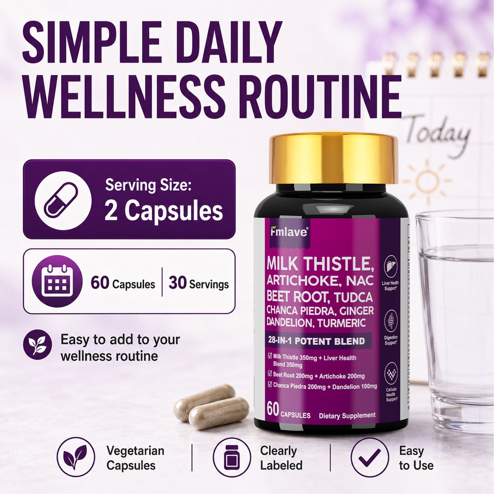 Milk Thistle (Silymarin 3500mg) Dandelion Turmeric Artichoke NAC – Liver Support