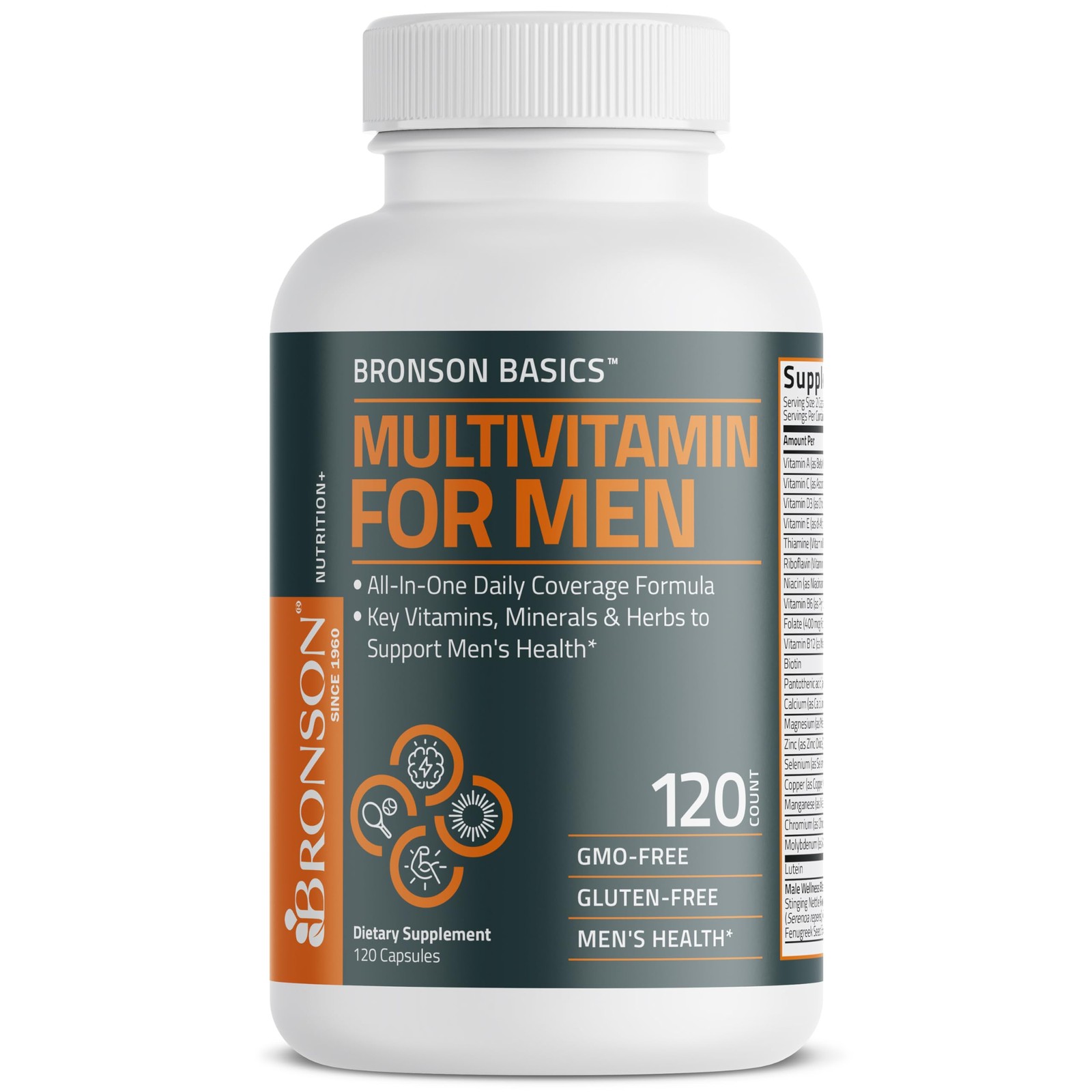 Bronson Multivitamin for Men All-in-One Daily Coverage 120 Count (Pack of 1)