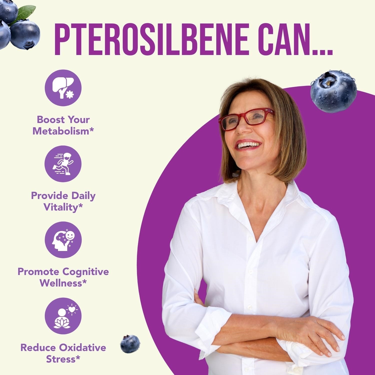 Pterostilbene 150mg Antioxidant for Heart, Brain, Skin & Immune – 180 Capsules