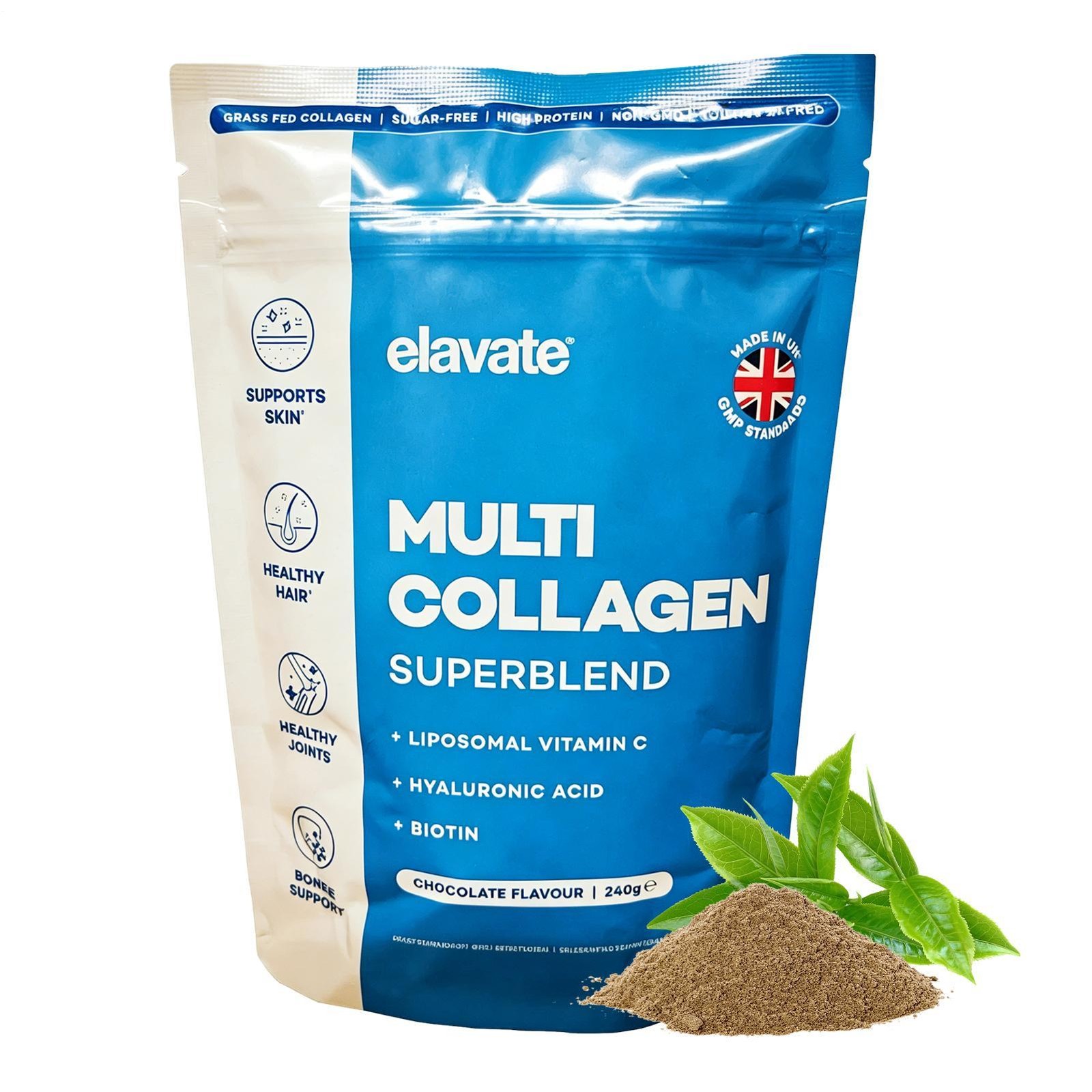 Elavate Multi Collagen Superblend Chocolate Flavor 240g Support Skin Hair Joints