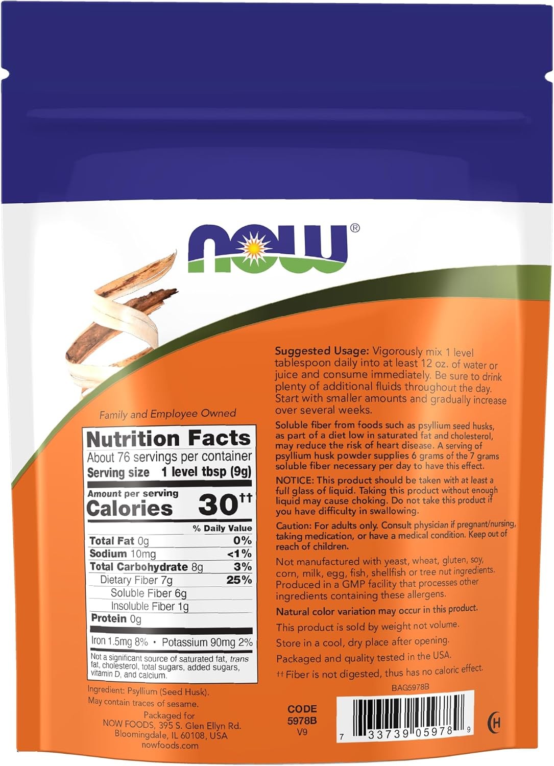 Now Foods Psyllium Husk Powder, 24 oz.