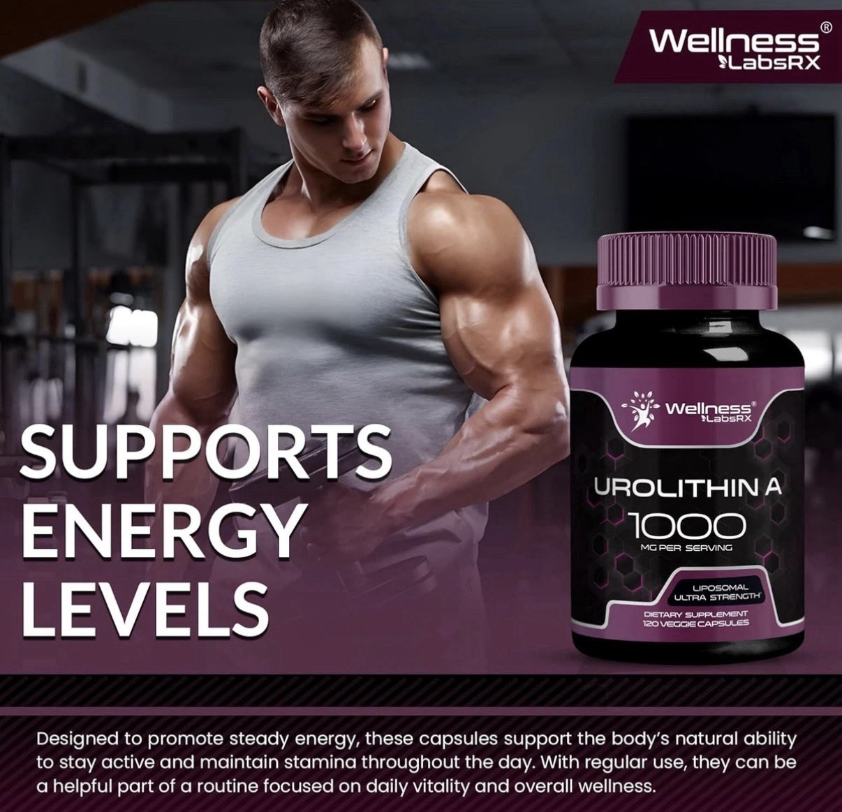 Wellness LabsRX Urolithin A 1000mg Liposomal Ultra Strength 120 Veggie Capsul