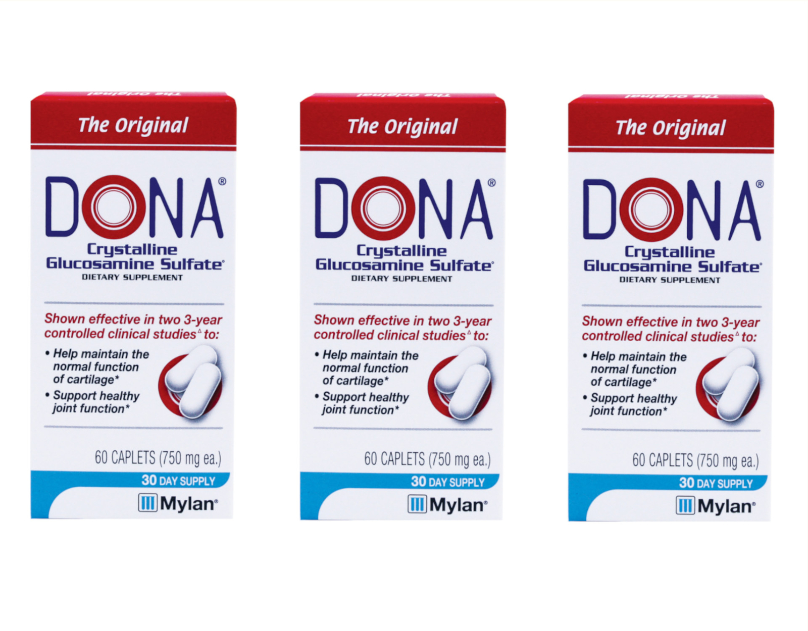 Dona Crystalline Glucosamine Sulfate 750 Mg, 60 Count – Pack of 3