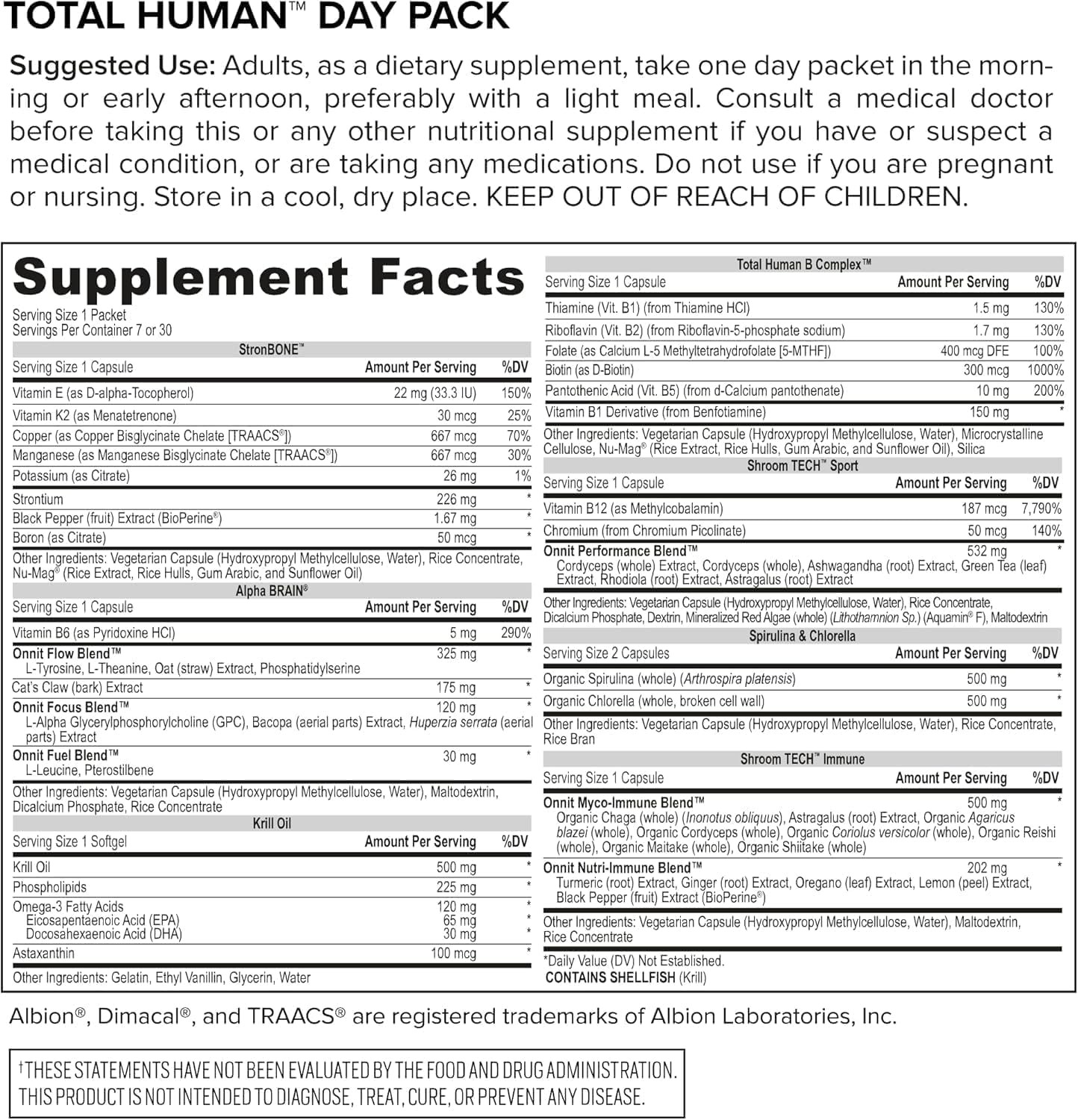 Total Human Day & Night Multivitamin Packs for Men & Women – 30-Day Supply