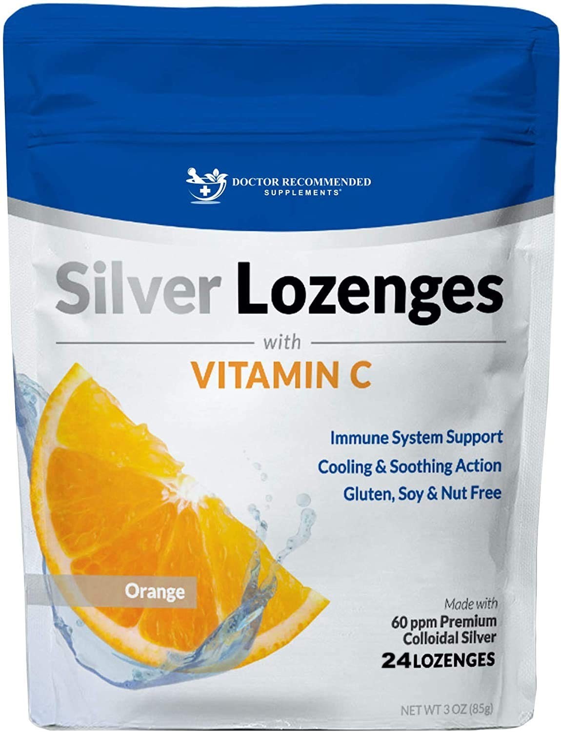 Premium Colloidal Silver Lozenges with Vitamin C & Organic Honey – 24 Orange Dro