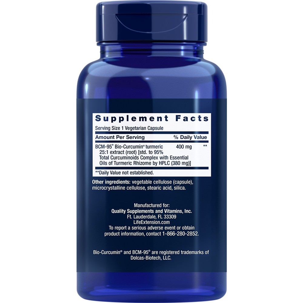 3PACK Life Extension BCM-95 Super Bio-Curcumin 400mg,Turmeric Extract 60 Capsule