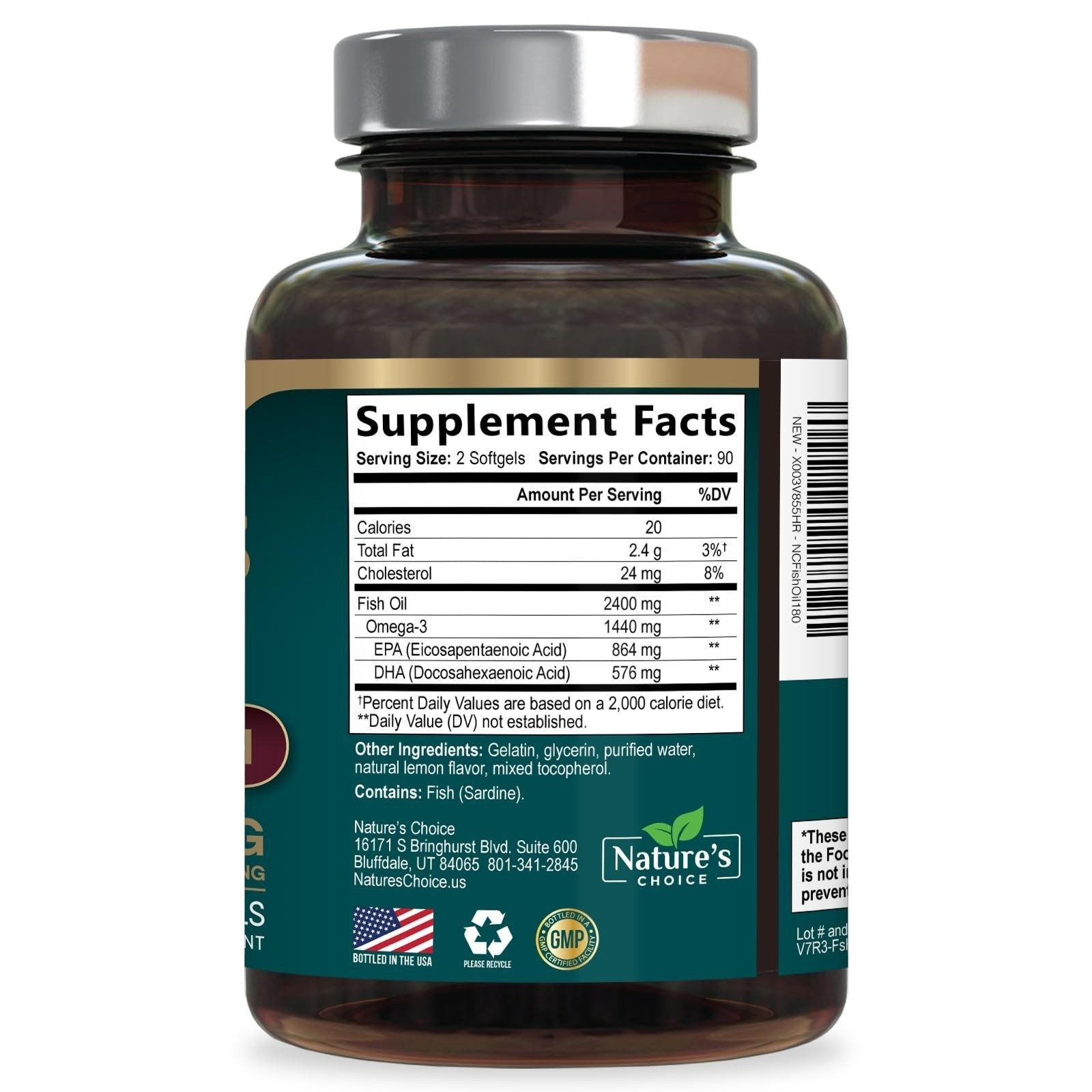 Nature’s Choice Omega 3 Fish Oil 2400mg – 180 Softgels – Heart & Brain Support