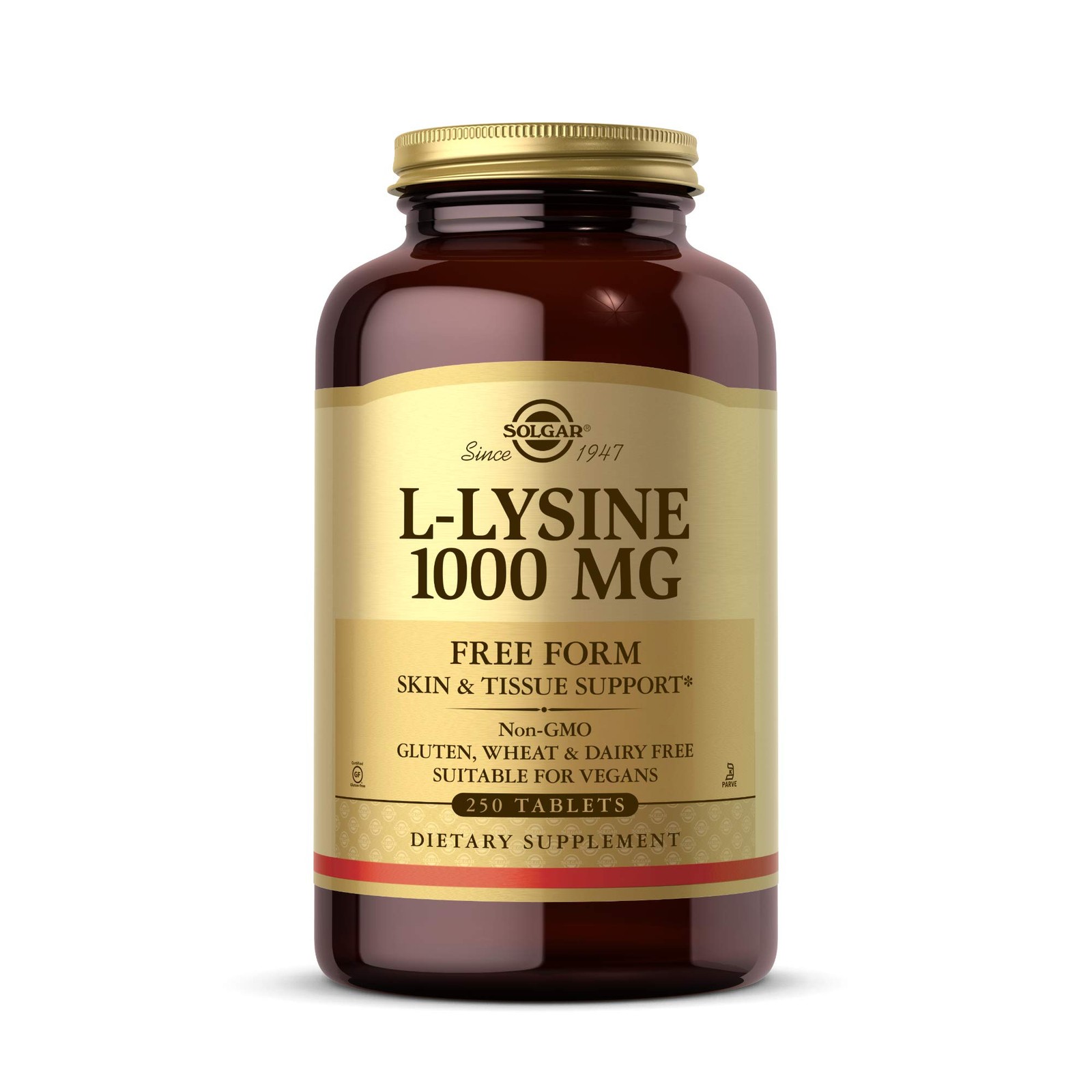 Solgar L-Lysine 1000 mg, 250 250 Count (Pack of 1), Standard Packaging