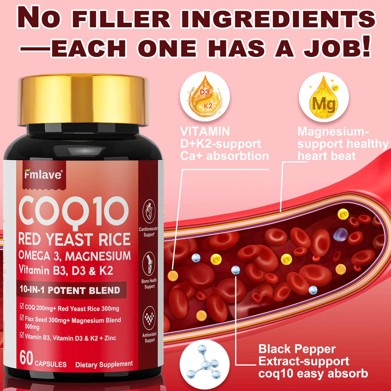 Coq10 300 Mg Softgels Coq10 Supplement – CQ10 Coenzyme-Q10 with Omega 3 & D3 K2