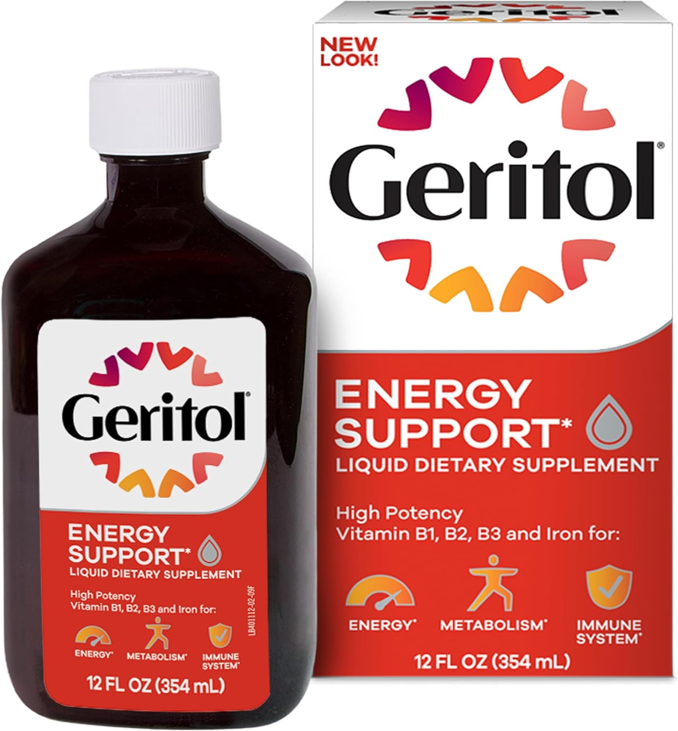 Geritol Liquid Multivitamin and Iron Supplement for Energy Support 12 Fl OzH