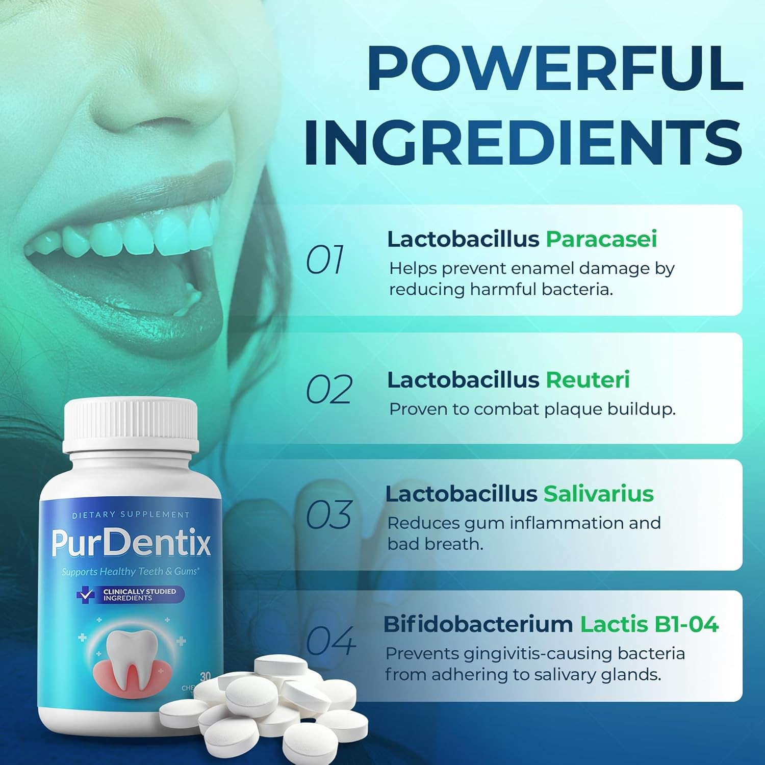 Oral Health Probiotic Chewable Tablets – Supports dental health and fresh breath
