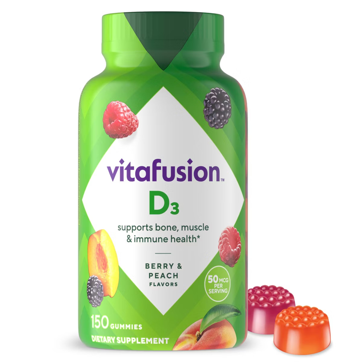 Vitafusion Vitamin D3 Gummies 150ct Mixed Fruit Gluten Dairy Free