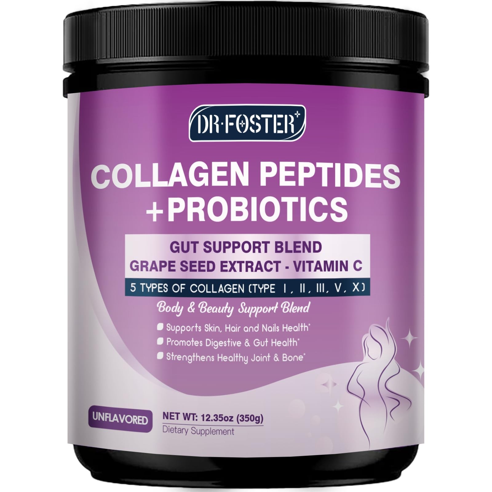 DRFOSTER Collagen Peptides Powder with 12.35 Ounce (Pack of 1), Undefined