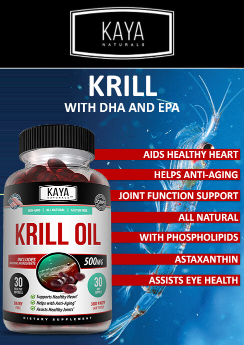 Krill Oil 500 mg With Omega-3, EPA, DHA, and Astaxanthin Supplement