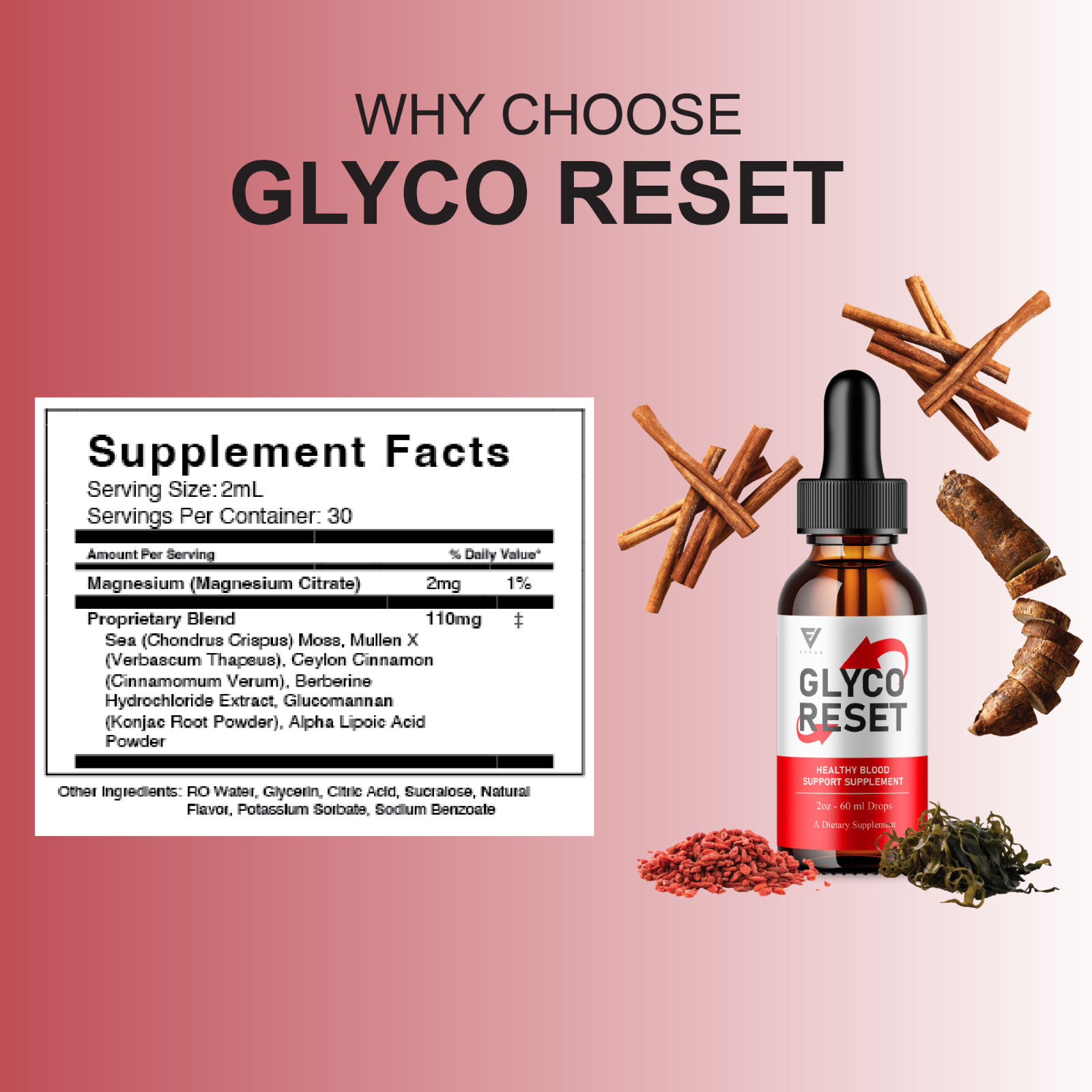 (5 Pack) Glyco Reset Drops, GlycoReset Premium Blood Support Supplement (10oz)