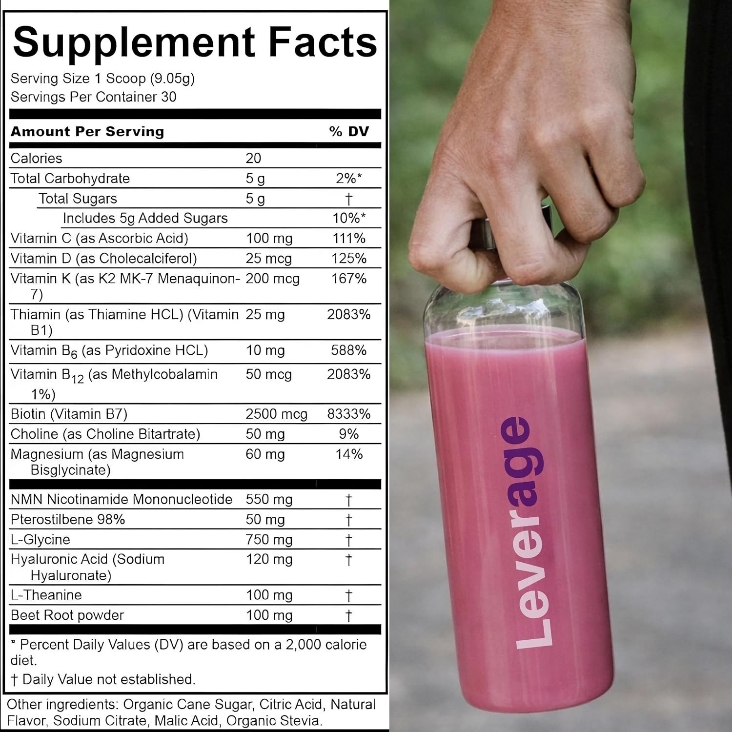 Leverage Anti-Aging Supplement with NMN for NAD+, Biotin & Hyaluronic Acid