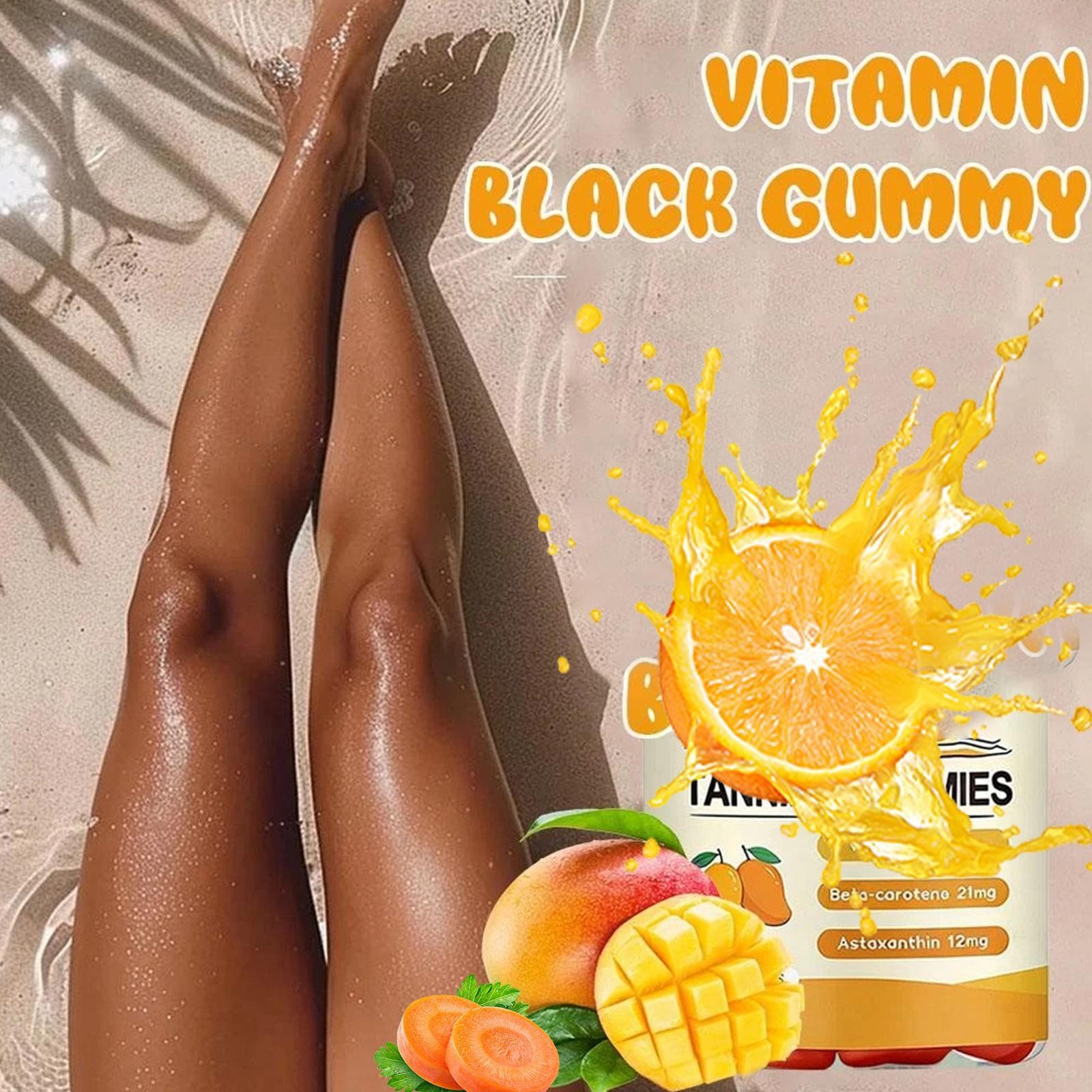 Improved Daily Tanning Gummies Supplement – 60 Gummies 30-Day Supply