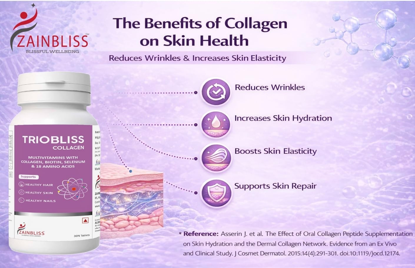 ZAINB.LISS Triobliss Collagen 30Ct Pack of 5 Beauty Support