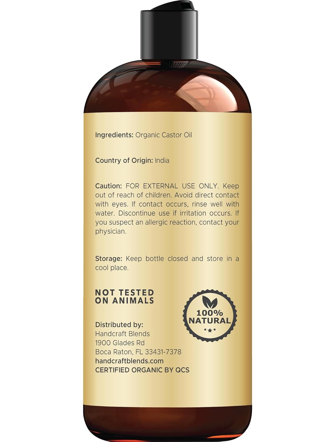 Handcraft Blends Organic Castor Oil 16 Fl Oz | 100% Pure and Natural | Premium G