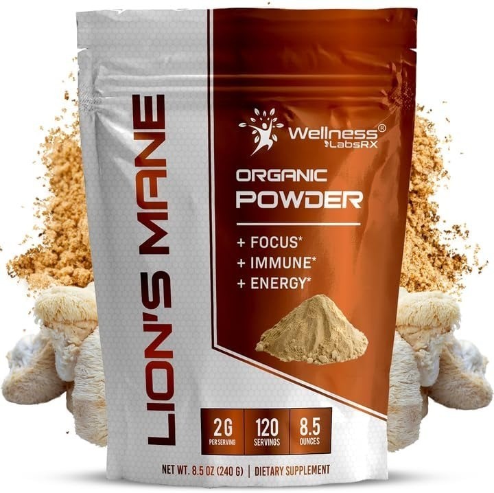 Lions Mane Powder 2000mg | Brain & Immune Support | 120 Servings Vegan, Non-GMO