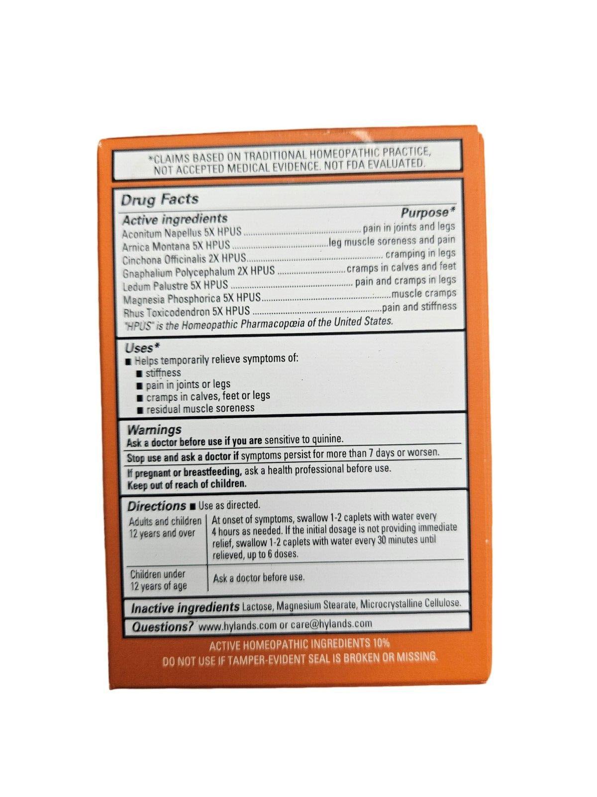 Hylands Leg Cramps NOW WITH ARNICA! Homeopathic – 40ct caplets ( 3 boxes ) __