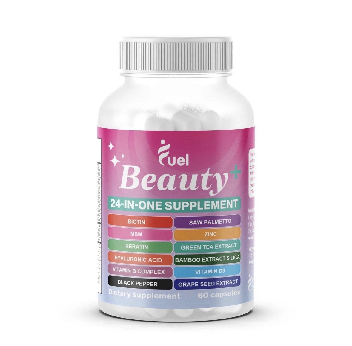 Fuel Beauty+ 24-in-1 Hair, Skin Nails Vitamins for Women – 5000mcg Biotin, H…
