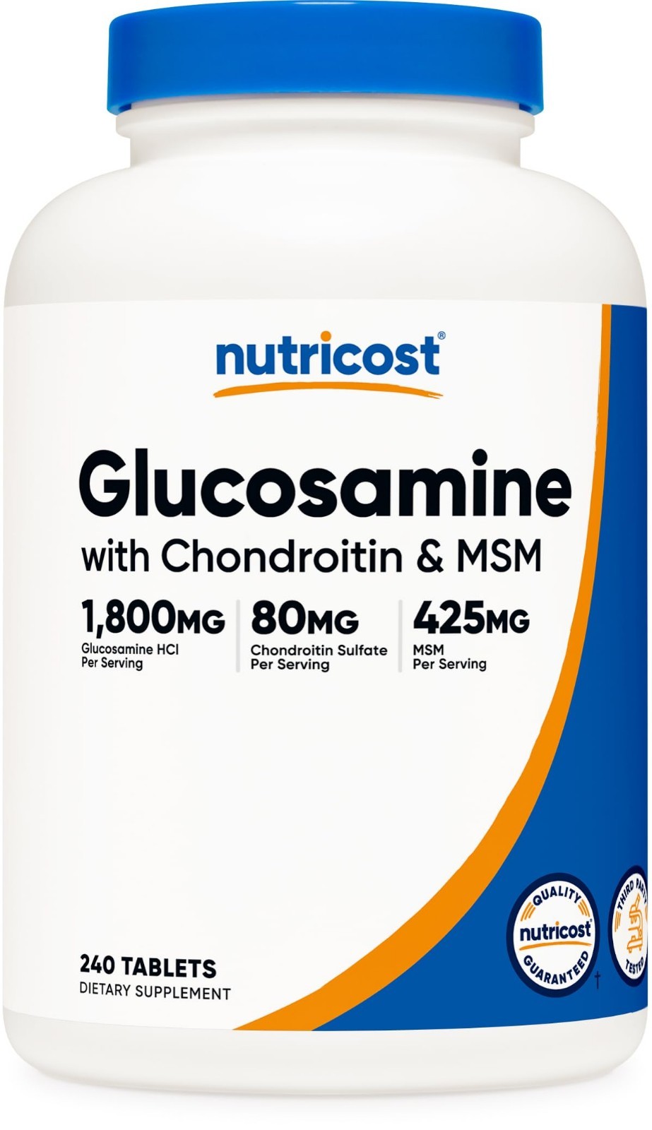 Glucosamine 1800mg with Chondroitin & MSM – 240 Tablets, Non-GMO, Gluten Free