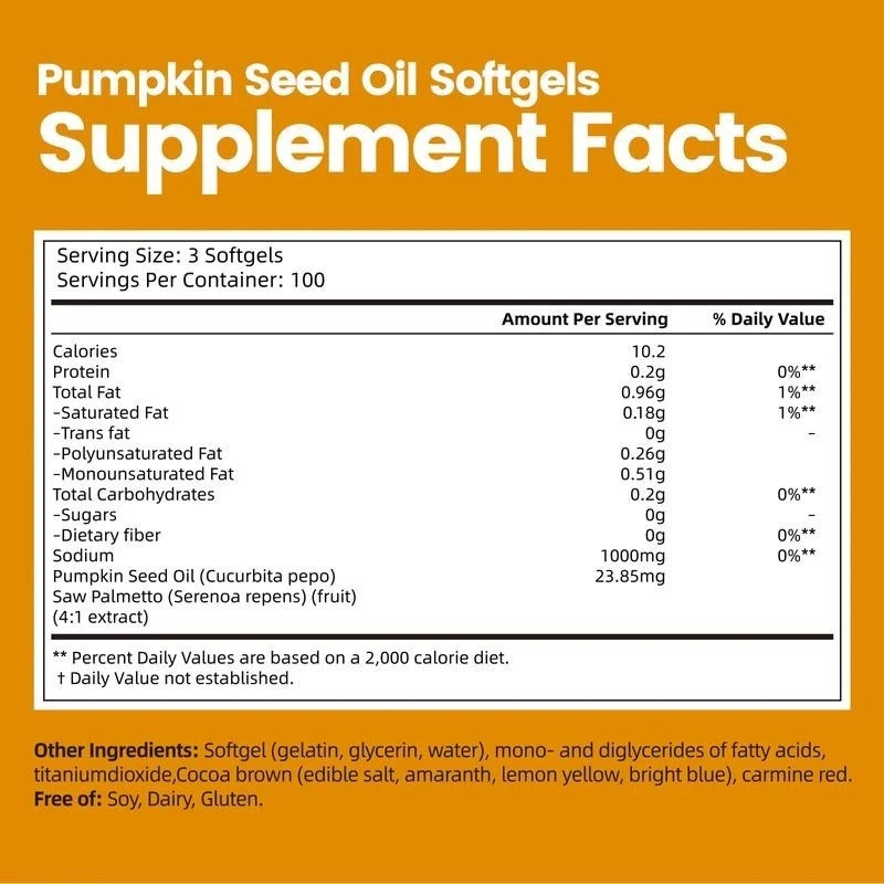 Pumpkin Seed Oil 1000mg + Saw Palmetto, 300 Softgels Supplement