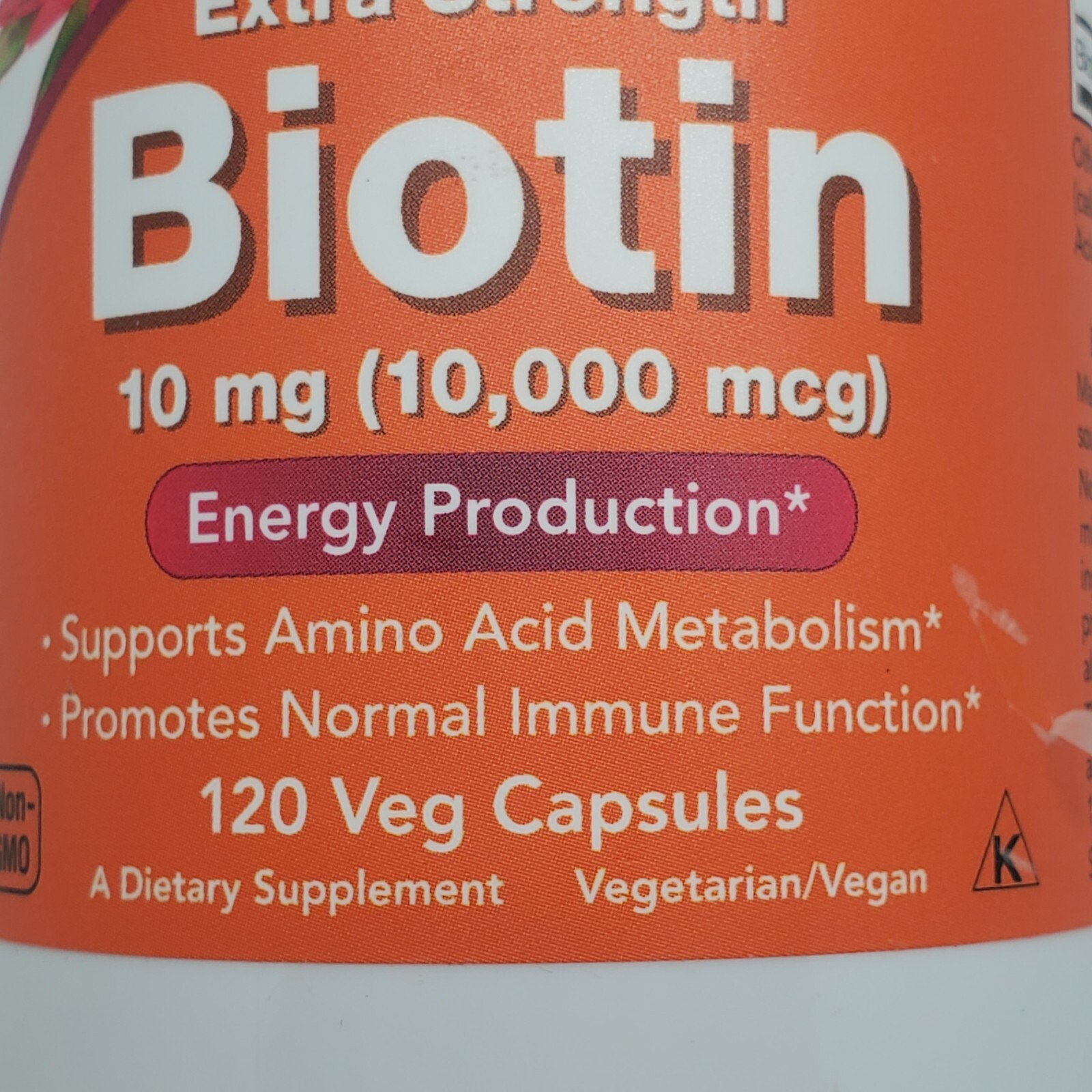 Extra Strength Biotin 10mg (10,000mcg) Expires 07/2025 120 Vegan Capsules