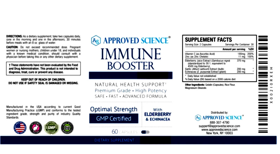 Approved Science Immune Booster Echinacea Elderberry 60 caps * SEALED Exp 12/24