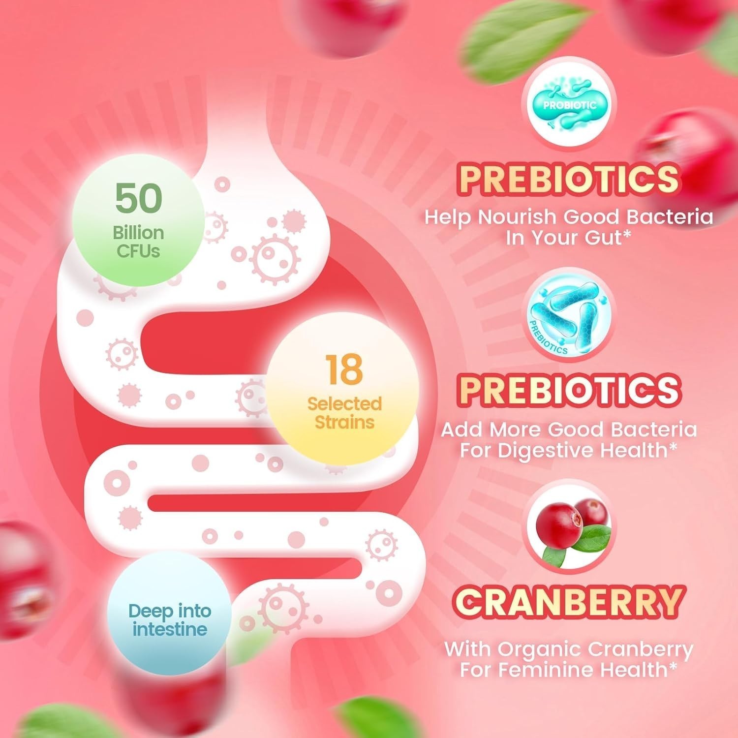 Probiotics Balance Feminine Women, pH Gummies 60pcs/1bag++ Vaginal for