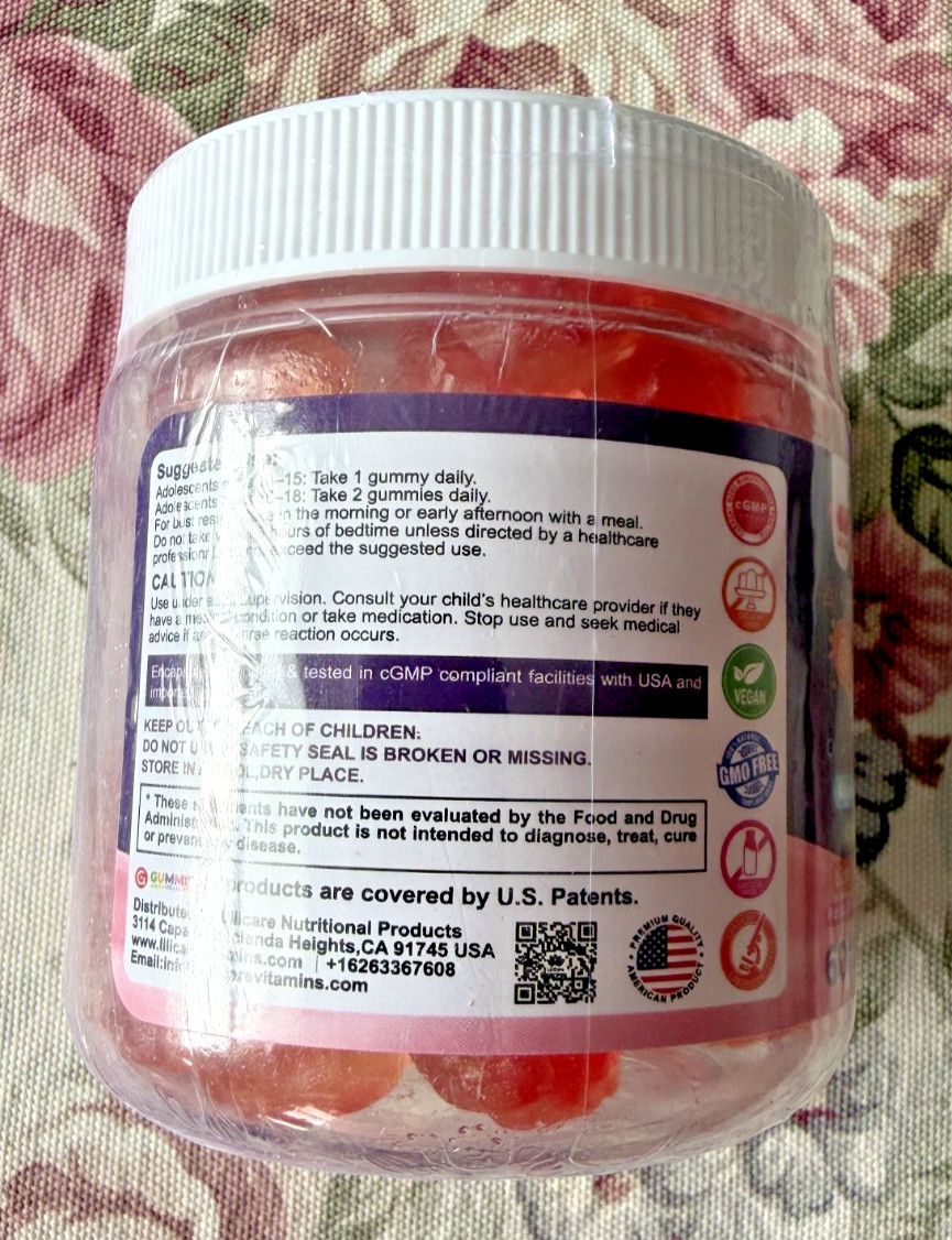 LILICARE Teen Brain Focus Gummies with Omega-3 DHA, Lion’s Mane Mushroom, PS