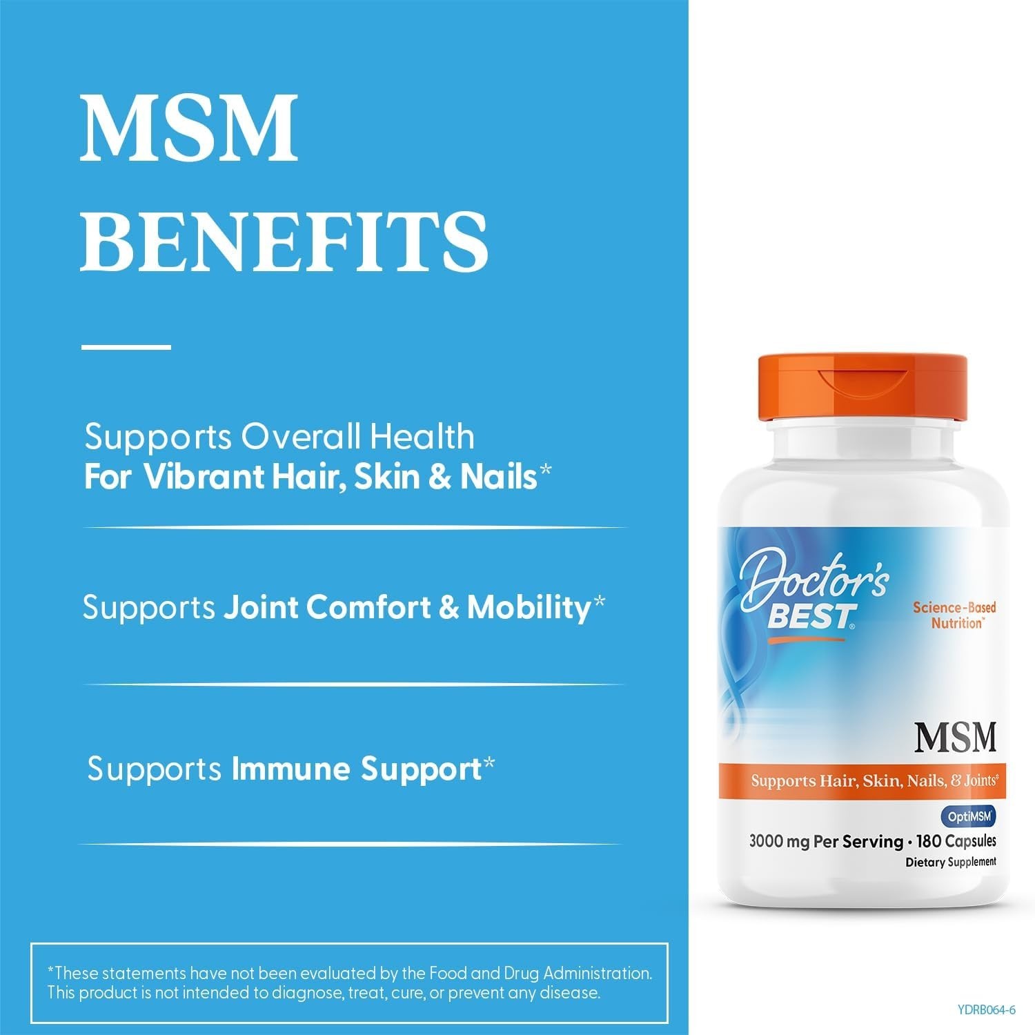 MSM with OptiMSM – 3000mg Capsules Supporting Beauty & Joint Health – 180 Count