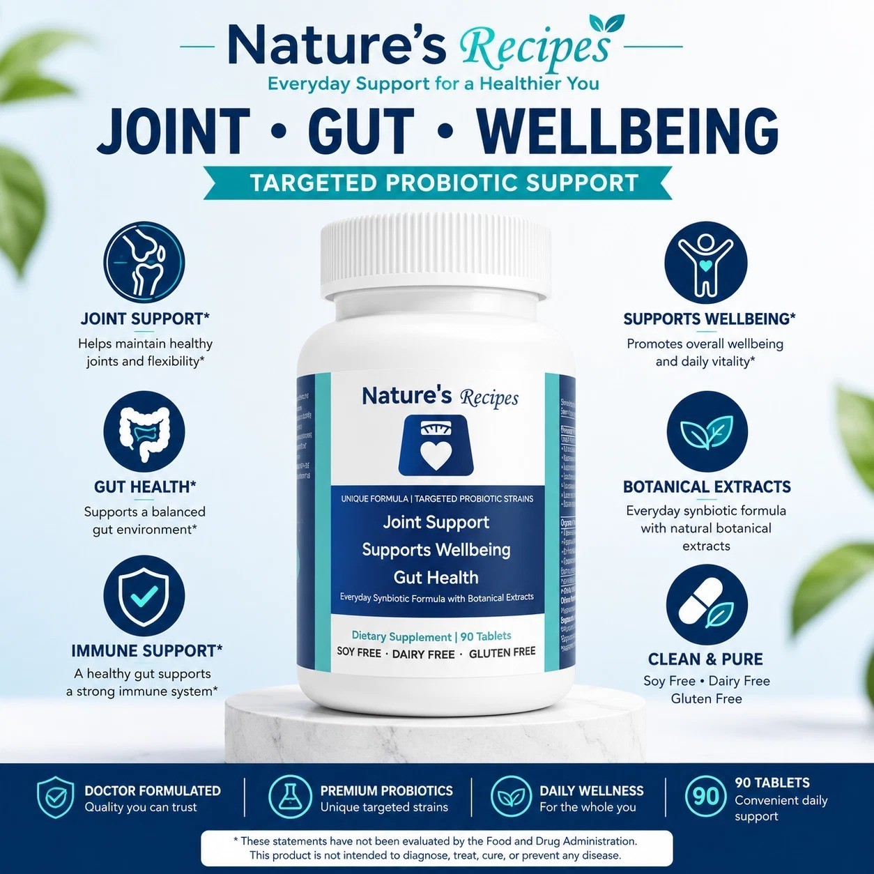 Nature’s Recipes Synbiotic 50 Billion CFU Gut Health 90 Tablets Lot 2 01/27
