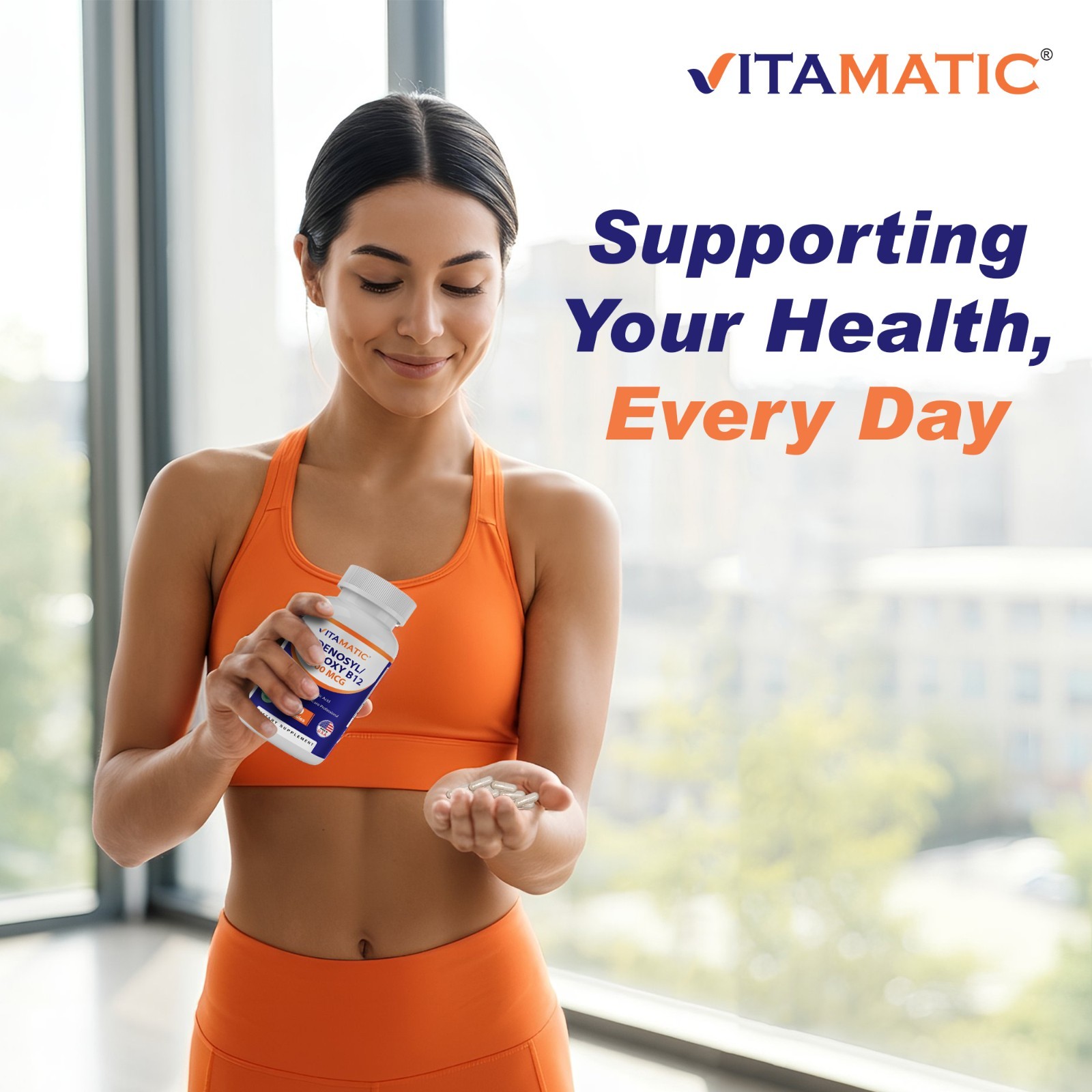 Vitamatic Adenosylcobalamin Hydroxocobalamin B12-3000 mcg with Folic Acid – 90ct