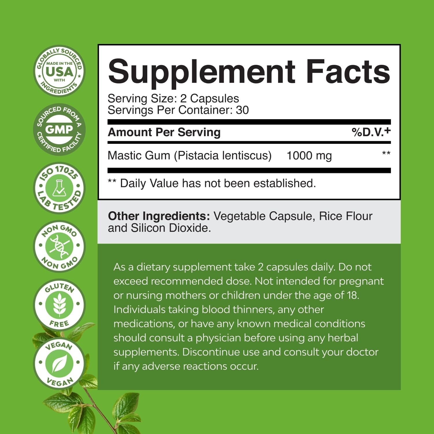 High Strength Mastic Gum Capsules – Herbal Digestion Supplement Providing Ups…