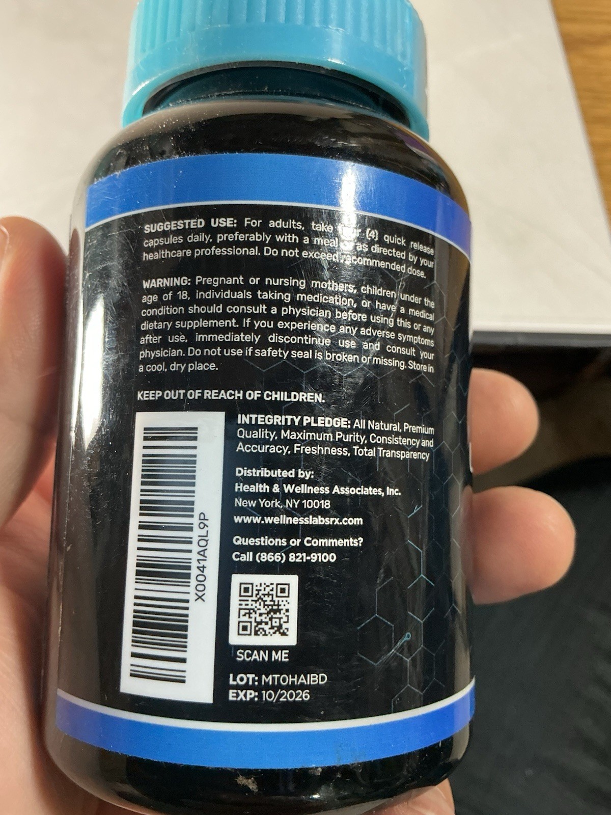 Wellness LabsRX Magnesium Supplement, Magnesium L-Threonate 10/2026